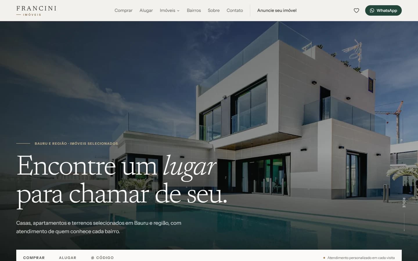 Screenshot do projeto Francini Imóveis